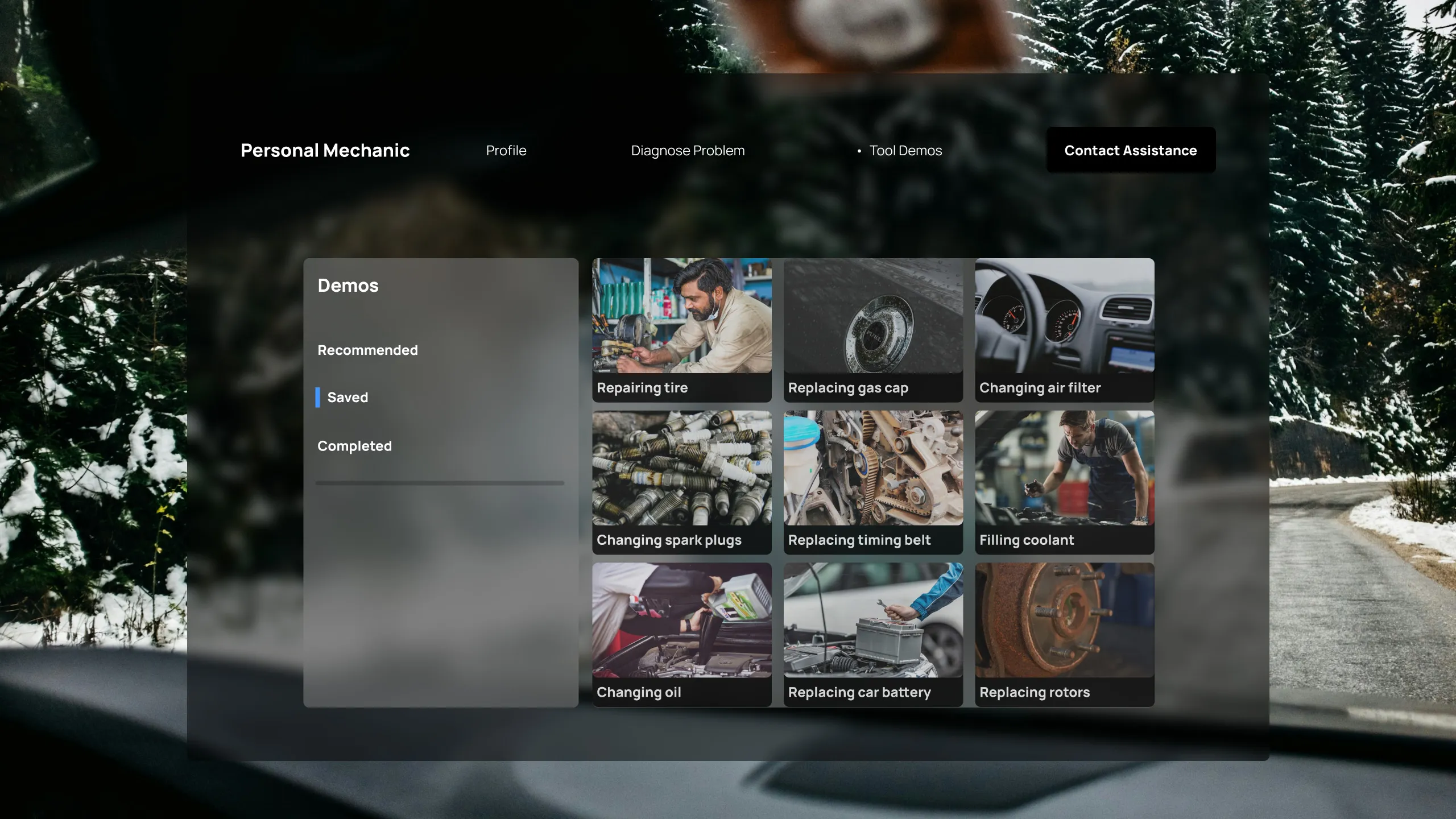 Medium fidelity screen allowing user to use instructional repair tutorials
