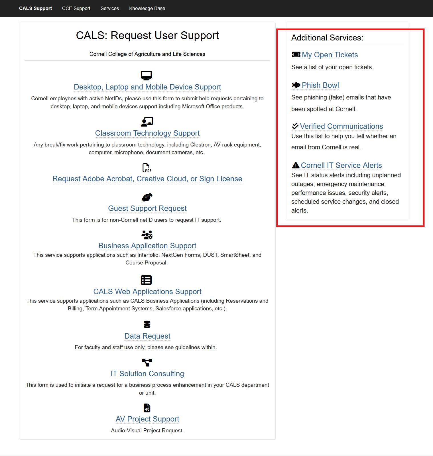CALS quick links
